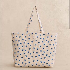 Sezane blue heart quilted tote